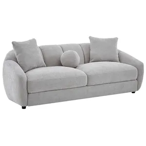 VENTE-UNIQUE Canapé 3 places en tissu texturé gris clair NAFEKI pas cher