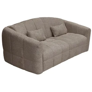 VENTE-UNIQUE Canapé 4 places convertible express en tissu bouclette taupe - Couchage 160 cm - Matelas 13 cm RETUNA pas cher