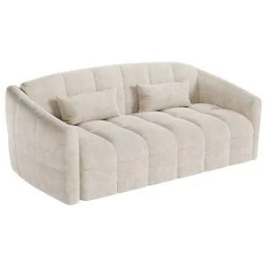 VENTE-UNIQUE Canapé 4 places convertible express en velours beige - Couchage 160 cm - Matelas 13 cm RETUNA pas cher