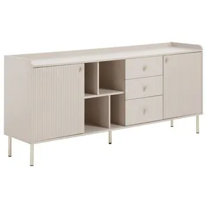 VENTE-UNIQUE Buffet avec 2 portes 3 tiroirs et 4 niches - Beige et doré - LUNAOR pas cher