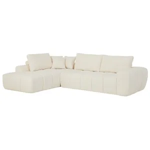 VENTE-UNIQUE Canapé dangle gauche en tissu texturé beige LAVEZO pas cher