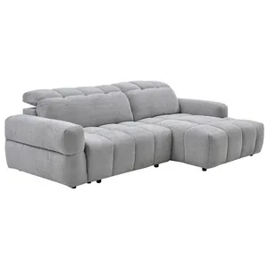 VENTE-UNIQUE Canapé dangle droit relax avec assise coulissante électrique en tissu gris CARIALA pas cher