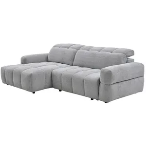 VENTE-UNIQUE Canapé dangle gauche relax avec assise coulissante électrique en tissu gris CARIALA pas cher