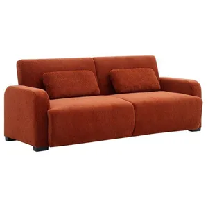 VENTE-UNIQUE Canapé 3 places convertible clic-clac en tissu chenille terracotta LOMARIO pas cher