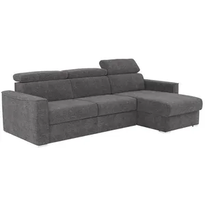 VENTE-UNIQUE Canapé dangle réversible convertible express en tissu chenille gris anthracite - Couchage à lattes larges 160 cm - Matelas 22 cm pas cher