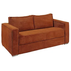 VENTE-UNIQUE Canapé 4 places convertible express en velours côtelé terracotta - Couchage 160 cm - Matelas 22 cm avec mémoire de forme LORETO pas cher
