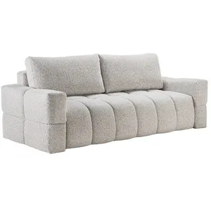 VENTE-UNIQUE Canapé 3 places convertible en tissu chiné gris clair ISSORO pas cher