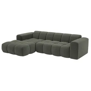 VENTE-UNIQUE Canapé dangle gauche en tissu chenille vert CALESO de Maison Céphy pas cher