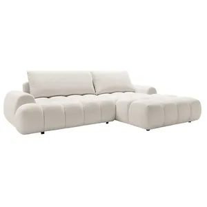 VENTE-UNIQUE Canapé dangle droit convertible en tissu chenille beige FARNETA pas cher