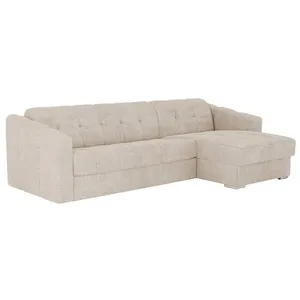 VENTE-UNIQUE Canapé dangle convertible express en tissu texturé beige - Couchage lattes larges 160 cm - Matelas 18 cm - DARIELO pas cher