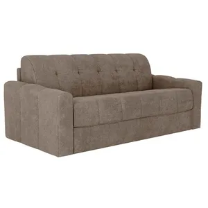 VENTE-UNIQUE Canapé 3 places convertible express en tissu texturé taupe - Couchage lattes larges 140 cm - Matelas 22 cm avec mémoire de forme - D pas cher