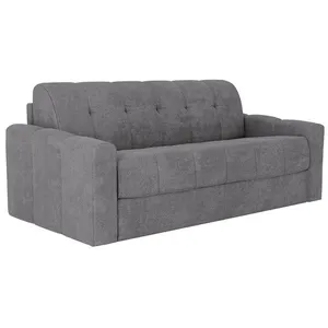 VENTE-UNIQUE Canapé 3 places convertible express en tissu texturé gris - Couchage lattes larges 140 cm - Matelas 22 cm avec mémoire de forme - DA pas cher