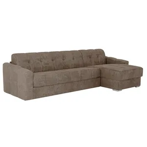 VENTE-UNIQUE Canapé dangle convertible express en tissu texturé taupe - Couchage lattes larges 160 cm - Matelas 22 cm avec mémoire de forme - DA pas cher