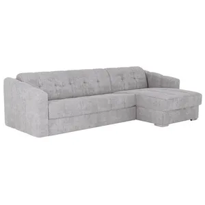 VENTE-UNIQUE Canapé dangle réversible convertible express en tissu texturé gris clair - Couchage 160 cm - Matelas 18 cm - DARIELO pas cher