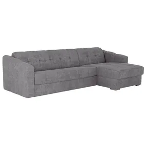 VENTE-UNIQUE Canapé dangle réversible convertible express en tissu texturé gris - Couchage 140 cm - Matelas 18 cm - DARIELO pas cher