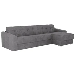 VENTE-UNIQUE Canapé dangle réversible convertible express en tissu texturé gris - Couchage lattes larges 160 cm - Matelas 22 cm avec mémoire de pas cher