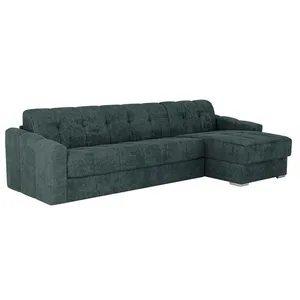 VENTE-UNIQUE Canapé dangle convertible express en tissu texturé bleu canard - Couchage lattes larges 160 cm - Matelas 22 cm avec mémoire de form pas cher