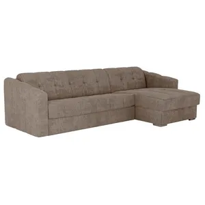 VENTE-UNIQUE Canapé dangle convertible express en tissu texturé taupe - Couchage 140 cm - Matelas 14 cm - DARIELO pas cher