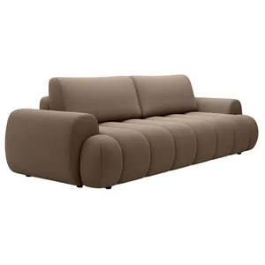 VENTE-UNIQUE Canapé 4 places convertible en tissu taupe FRIDORA pas cher