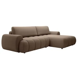 VENTE-UNIQUE Canapé dangle droit convertible en tissu taupe FRIDORA pas cher