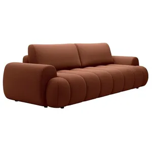 VENTE-UNIQUE Canapé 4 places convertible en tissu terracotta FRIDORA pas cher