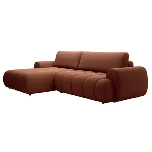 VENTE-UNIQUE Canapé dangle gauche convertible en tissu terracotta FRIDORA pas cher