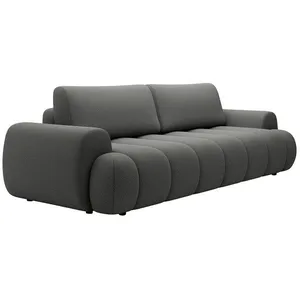 VENTE-UNIQUE Canapé 4 places convertible en tissu gris FRIDORA pas cher