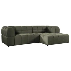 VENTE-UNIQUE Canapé dangle droit en tissu texturé vert kaki RIMALO pas cher