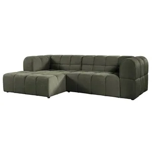 VENTE-UNIQUE Canapé dangle gauche en tissu texturé vert kaki RIMALO pas cher