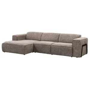 VENTE-UNIQUE Canapé dangle gauche en tissu chiné taupe TEJAMI pas cher