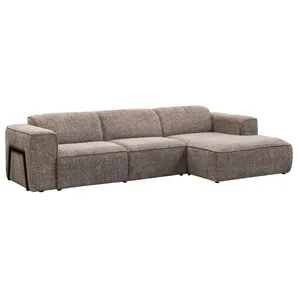 VENTE-UNIQUE Canapé dangle droit en tissu chiné taupe TEJAMI pas cher