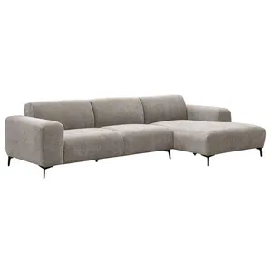 VENTE-UNIQUE Canapé dangle droit en tissu texturé taupe SAPIGO pas cher