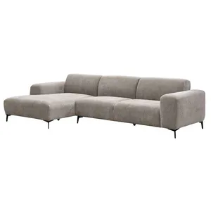 VENTE-UNIQUE Canapé dangle gauche en tissu texturé taupe SAPIGO pas cher
