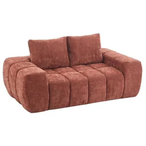 VENTE-UNIQUE Canapé 2 places compressé en tissu texturé terracotta BENAFO pas cher