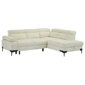VENTE-UNIQUE Canapé dangle droit convertible en tissu texturé blanc cassé TICOUTA pas cher