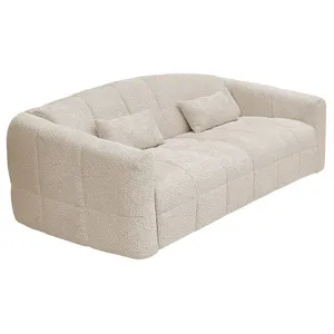 VENTE-UNIQUE Canapé 4 places convertible express en tissu bouclette beige - Couchage 160 cm - Matelas 16 cm RETUNA pas cher