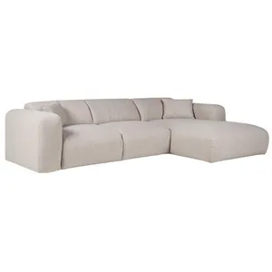 VENTE-UNIQUE Grand canapé dangle droit convertible express en tissu chiné beige - Couchage 140 cm - Matelas 16 cm mémoire de forme POGNI pas cher