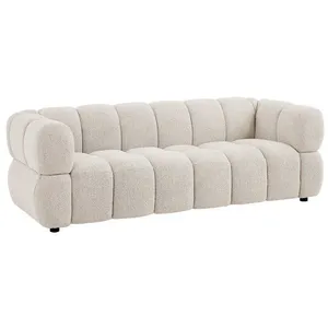 VENTE-UNIQUE Canapé 3 places en tissu texturé beige PAVIRA pas cher