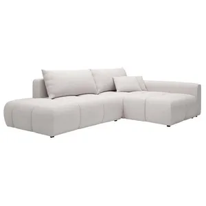 VENTE-UNIQUE Canapé dangle droit ouvert convertible en tissu texturé beige MINTURNO pas cher