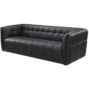 VENTE-UNIQUE Canapé 3 places en cuir noir DUGORI pas cher