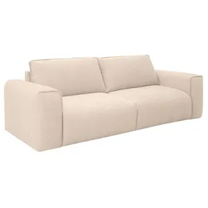 VENTE-UNIQUE Canapé 3 places convertible express en tissu beige - Couchage 140 cm Matelas 16 cm POGLO pas cher