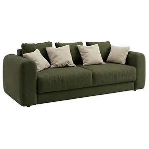 VENTE-UNIQUE Canapé 4 places convertible en tissu vert ZABANO pas cher