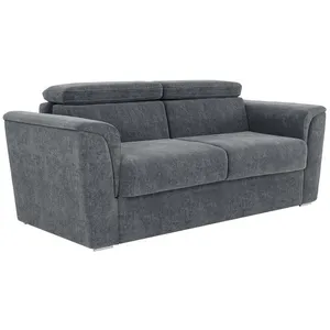 VENTE-UNIQUE Canapé 3 places convertible express en tissu texturé gris anthracite - Couchage 140 cm - Matelas 22 cm avec mémoire de forme - pas cher