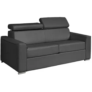 VENTE-UNIQUE Canapé 4 places convertible express en cuir de buffle gris - Couchage 160 cm - Matelas 14 cm VIZIR pas cher