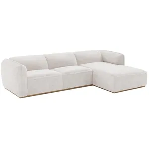 VENTE-UNIQUE Canapé dangle droit en tissu chenille beige et base en bois CANOBRU pas cher