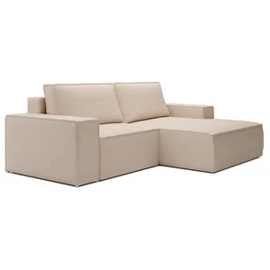 VENTE-UNIQUE Petit canapé dangle droit convertible en tissu texturé beige AMELIA pas cher