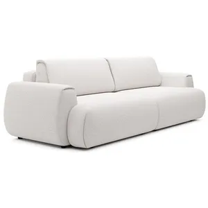 VENTE-UNIQUE Canapé 4 places convertible en tissu chenille blanc ivoire MONELIA pas cher