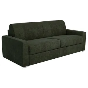 VENTE-UNIQUE Canapé 3 places convertible express en tissu vert - Couchage 140 cm - Matelas 14 cm CALITO pas cher