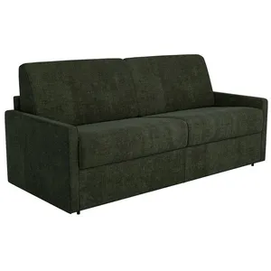 VENTE-UNIQUE Canapé 2 places convertible express en tissu vert sapin - Couchage à lattes larges 120 cm - Matelas 14 cm CALIFE pas cher