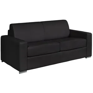 VENTE-UNIQUE Canapé 3 places convertible express en cuir de buffle noir - Couchage à lattes larges 140 cm - Matelas 14 cm CALITO pas cher